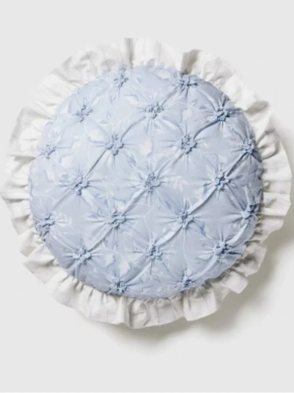 MAKERS COLLECTIVE NWT round ruffle floral pintuck pillow -blue